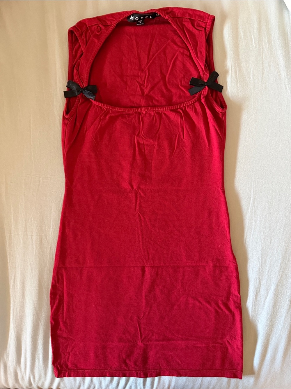 Motel Rocks Red Mini Dress with Black Bow